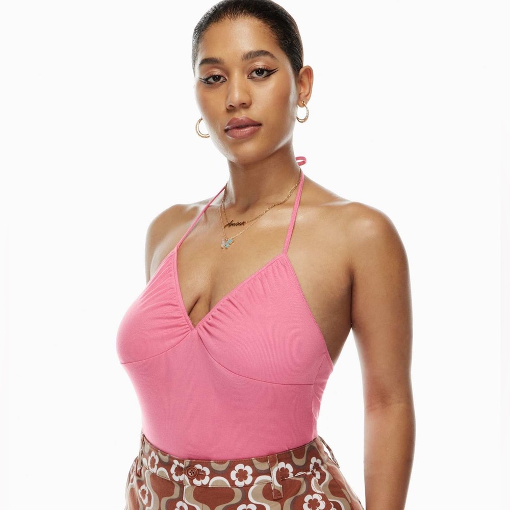 Aritzia Sunday Best Polly Halter Top in Green — Size M